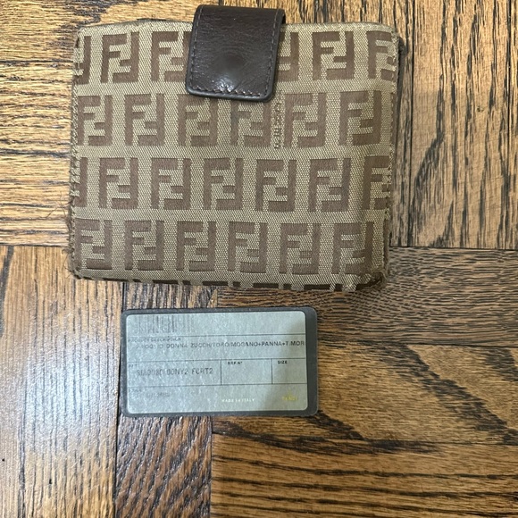 Authentic FENDI Zuccha Brown/Black Canvas Leather Small Wallet - Picture 2 of 6